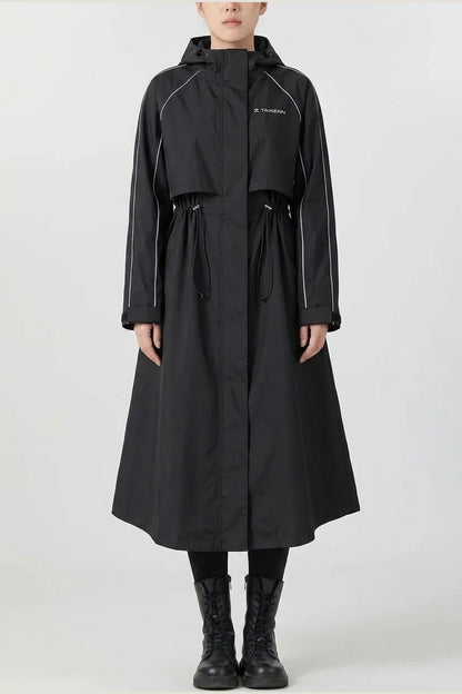 Women's Longline Hooded Cycling Rain Coat - Solvienne — variant_front