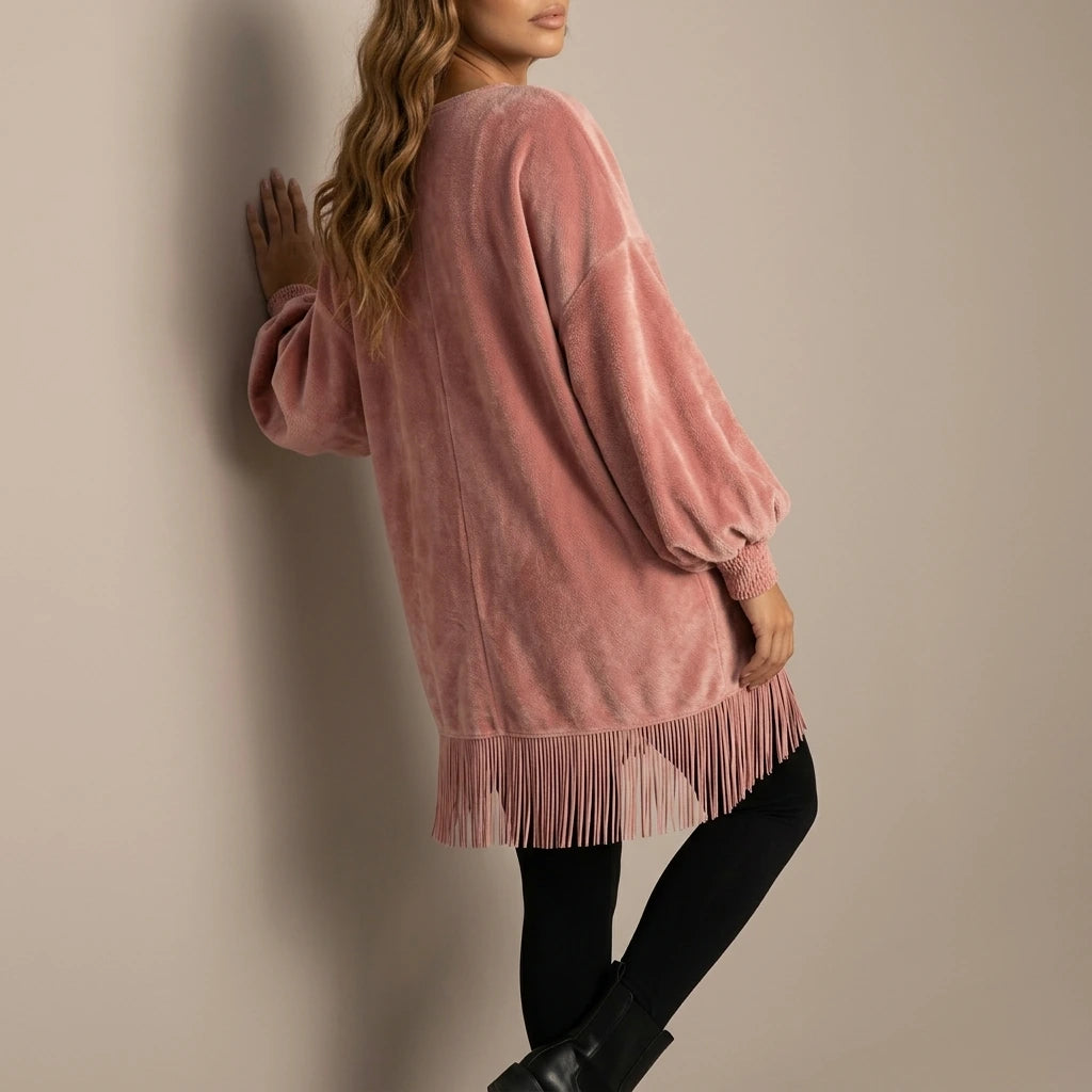 Bellurie – Voluminous sleeves – Fringe mini dress — variant_front