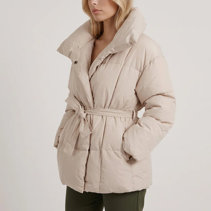 Quilted Puffer Jacket Belted Winter — variant_front