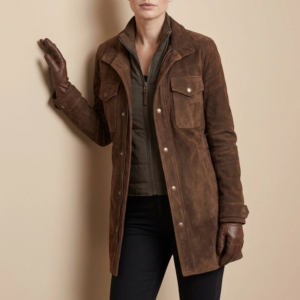 Bellavue – Tailored suede finish – Longline coat — lifestyle