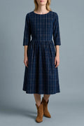 Lilliput Cord Midi Dress – 3/4 Sleeve Gathered Waist Dress