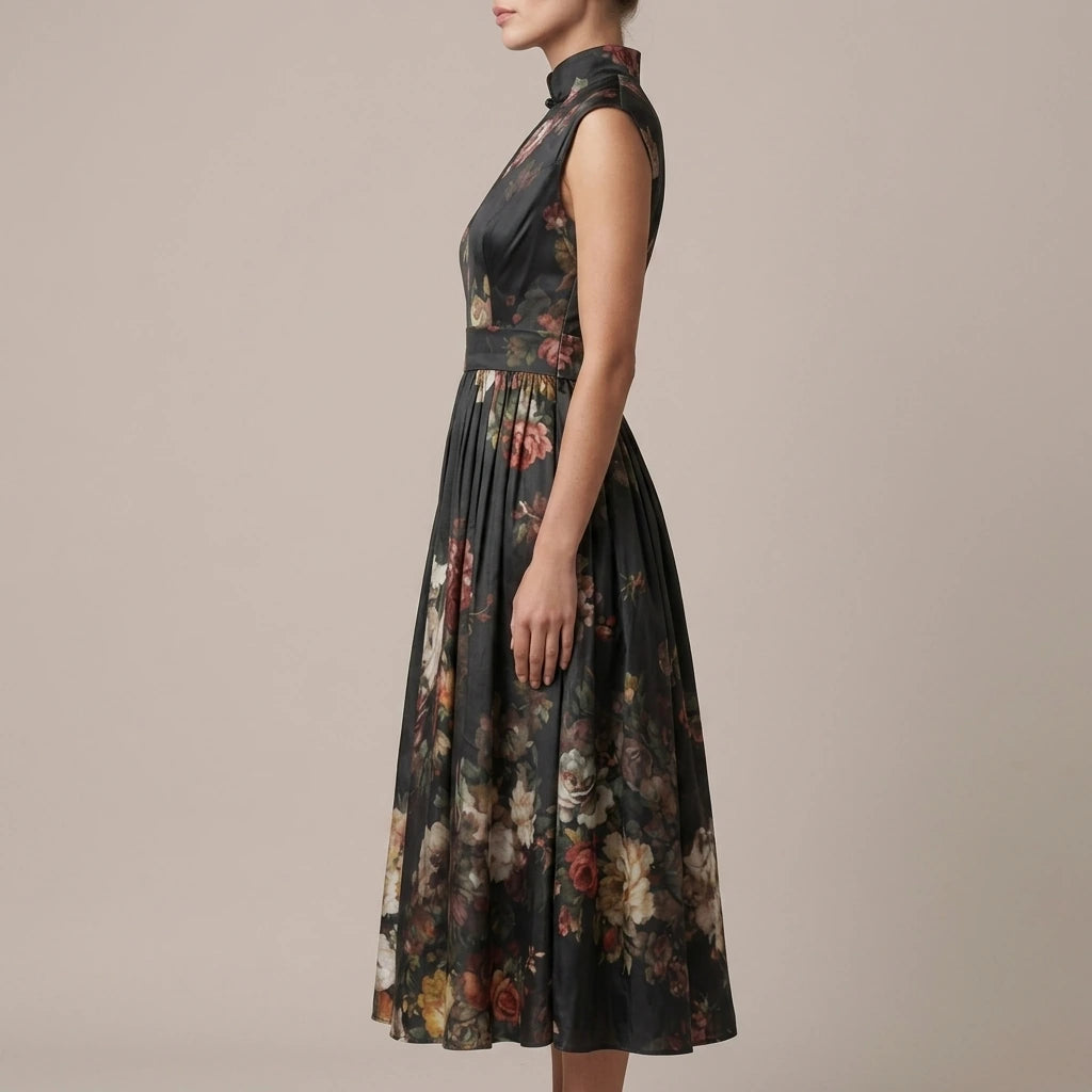 Noirelle – Vintage floral elegance – Midi dress — variant_front