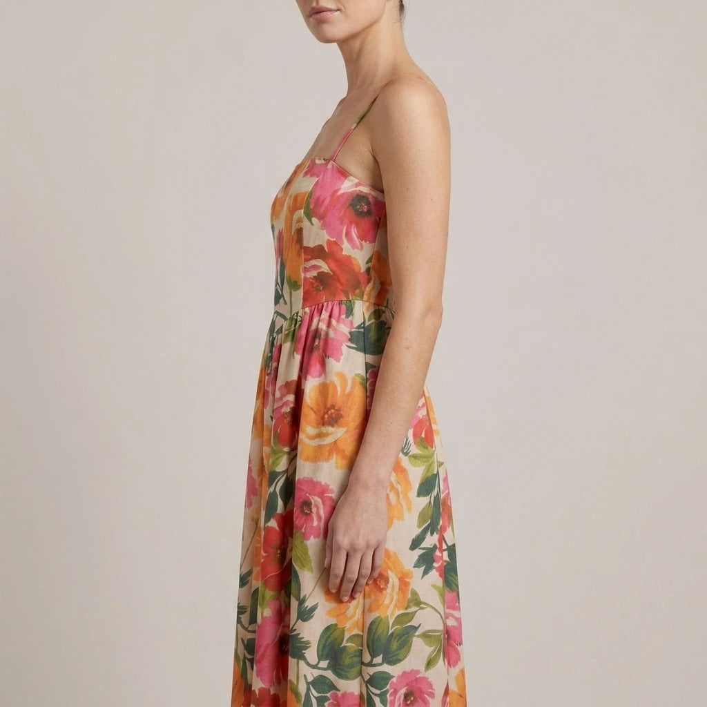 Florielle – Square neck floral charm – Midi dress — variant_front