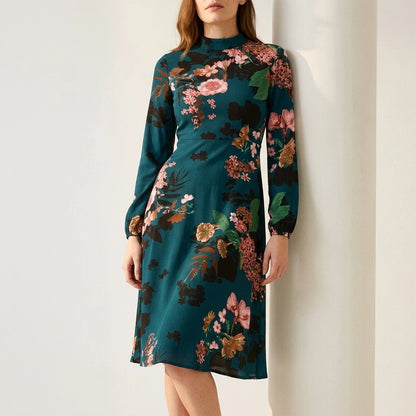 Floral High Neck Midi Dress — variant_front
