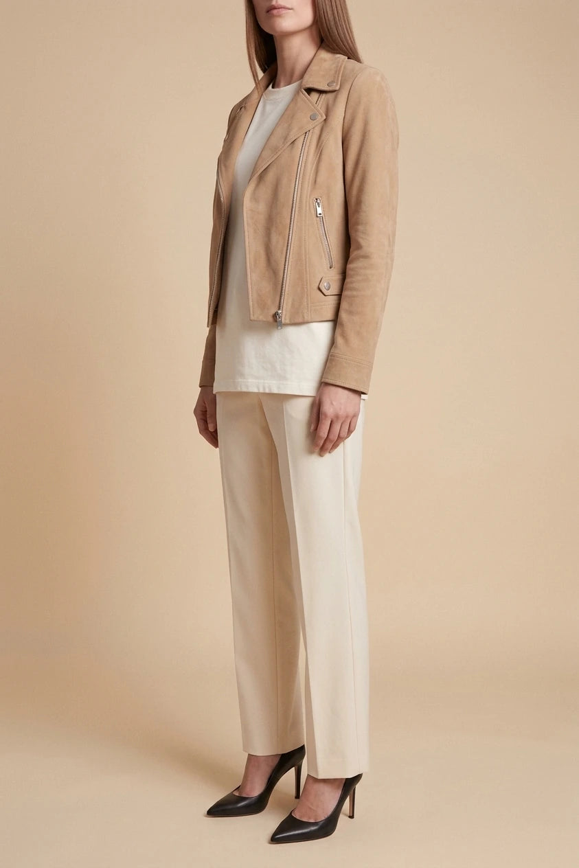 Suede Look Biker Jacket Cropped — variant_front
