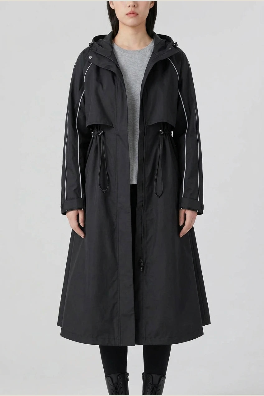 Women's Longline Hooded Cycling Rain Coat - Solvienne — variant_front