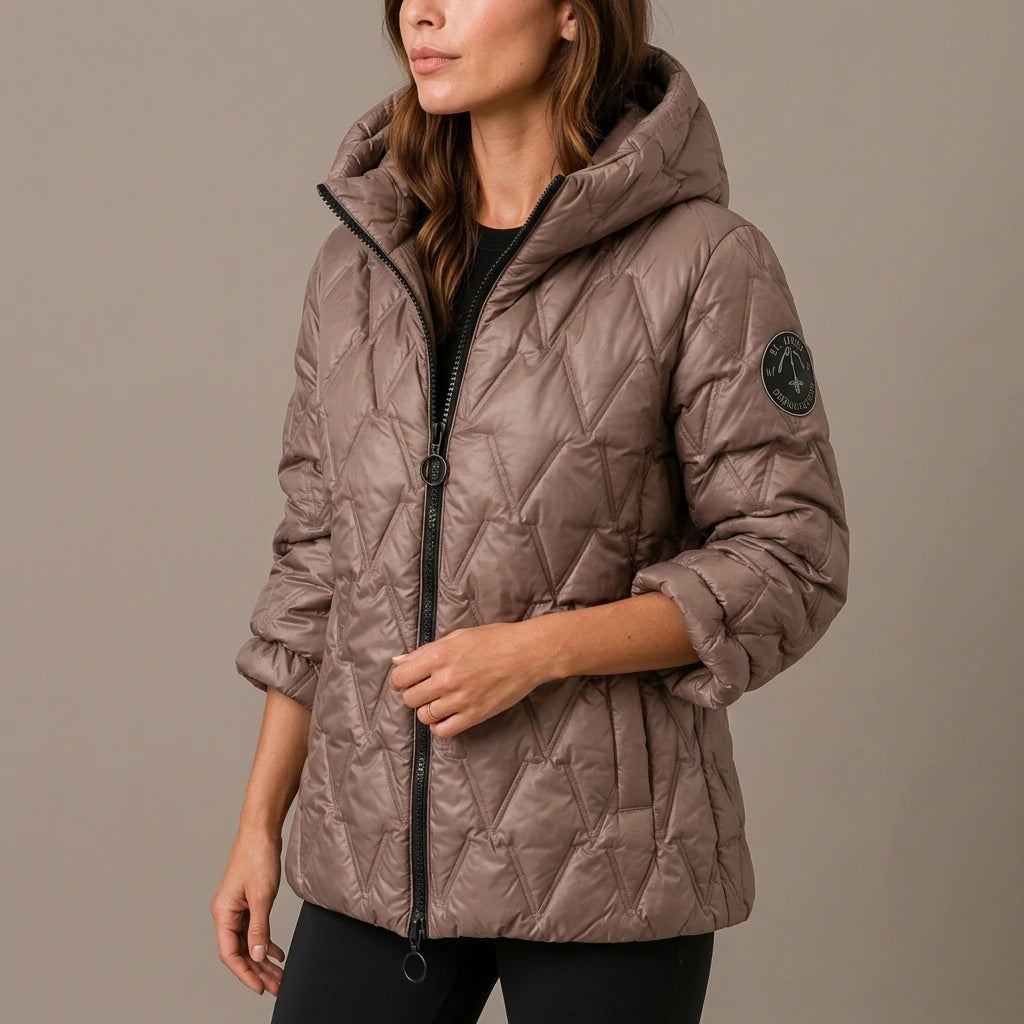 Women’s Quilted Puffer Jacket – High Neck Padded Winter Coat — variant_front