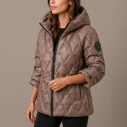 Women’s Quilted Puffer Jacket – High Neck Padded Winter Coat — variant_front