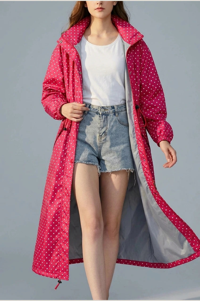 Women's Longline Waterproof Rain Poncho - Amaline — variant_front