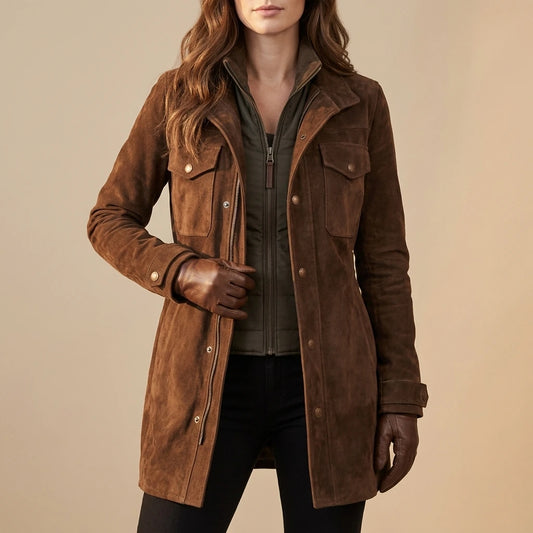 Bellavue – Tailored suede finish – Longline coat — lifestyle_lead