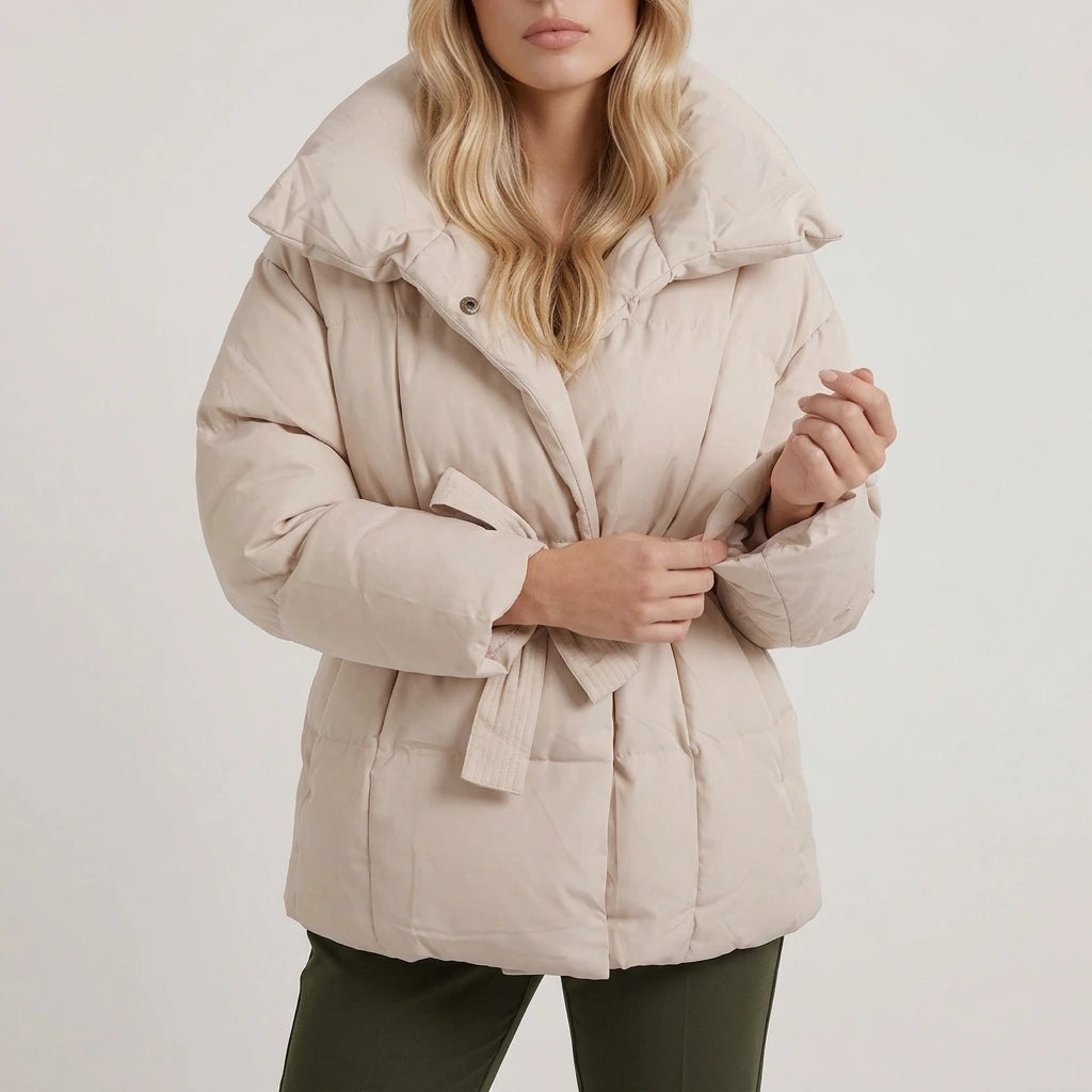 Quilted Puffer Jacket Belted Winter — variant_front