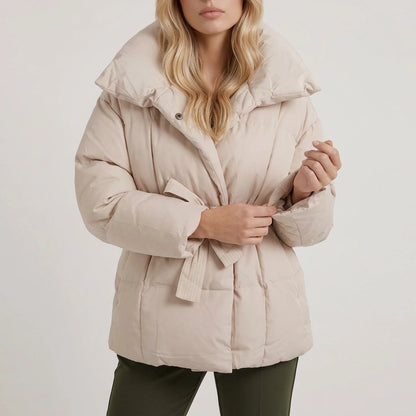 Quilted Puffer Jacket Belted Winter — variant_front
