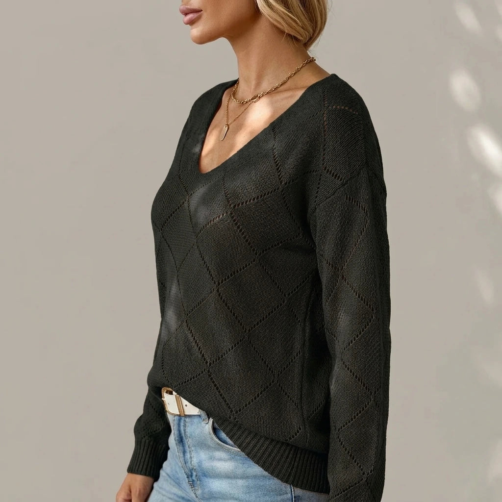 New Solid Color V-Neck Dotted Sweater — variant_lifestyle_v_bea0af053e__new-solid-color-v-neck-dotted-sweater_lifestyle_profile_view_05.webp