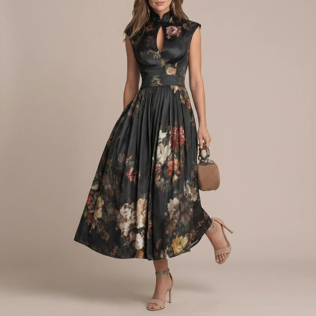 Noirelle – Vintage floral elegance – Midi dress — variant_front