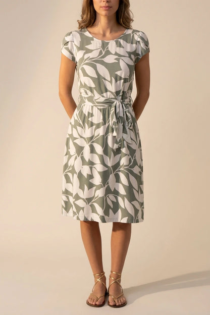 Aime Printed Viscose Knee Length Dress — variant_front