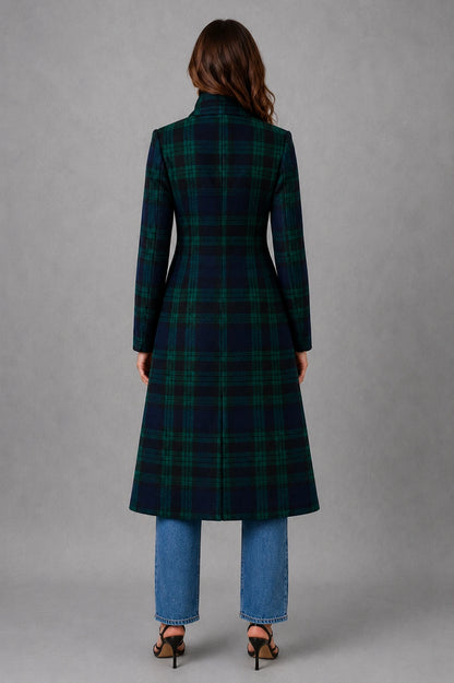 Women’s Tailored Plaid Jacket – Structured Mid-Length Check Coat — gallery_04.webp