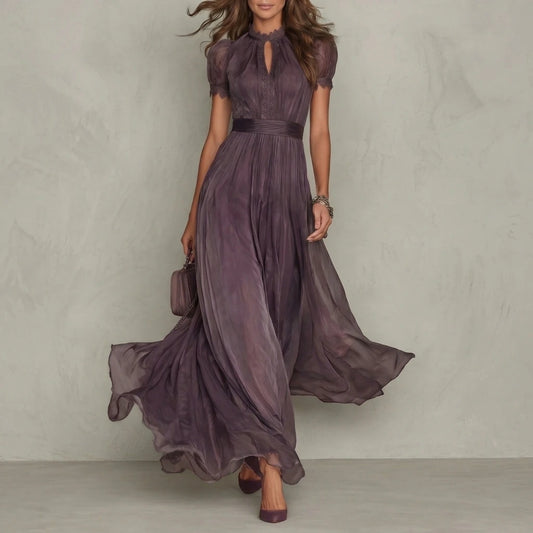 Velouraine – Lace keyhole elegance – Maxi dress — variant_front