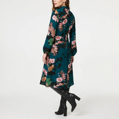 Floral High Neck Midi Dress — variant_front