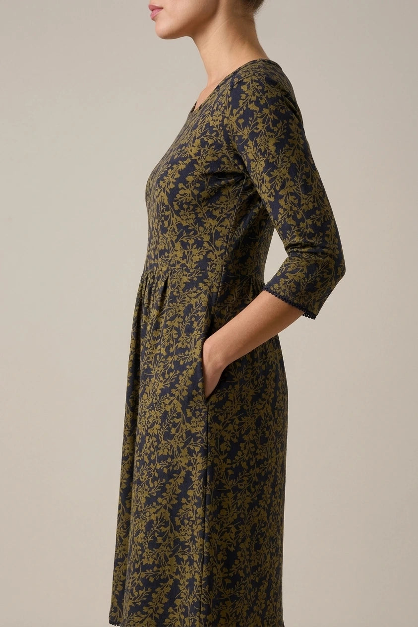 Freya Green Jersey Knee Length Dress — variant_front