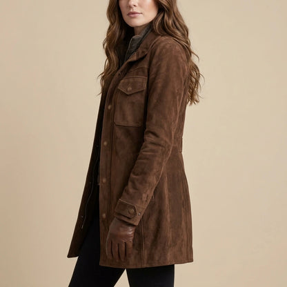 Bellavue – Tailored suede finish – Longline coat — lifestyle