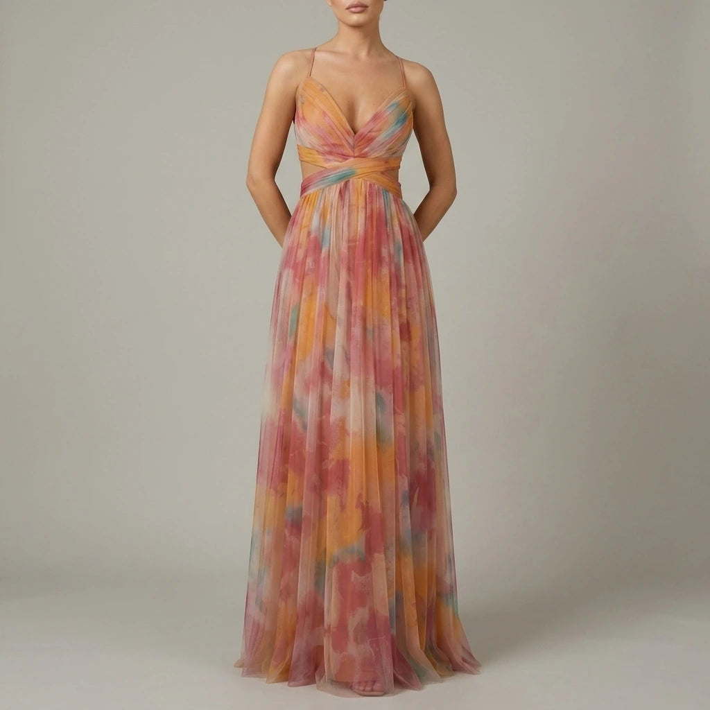 Aurellia – Watercolour romance – Sleeveless maxi dress — variant_front