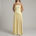 Celestara Sculpted Draped Slit Strapless Maxi Dress With Neck Scarf