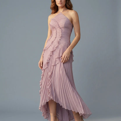Lavirea – Sculpted pleats – One-shoulder midi dress — variant_front