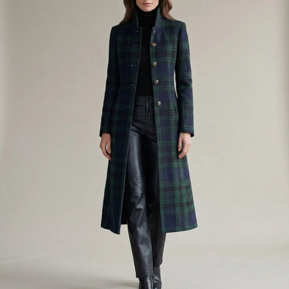 Rowleigh – Highland check silhouette – Wool blend coat — lifestyle