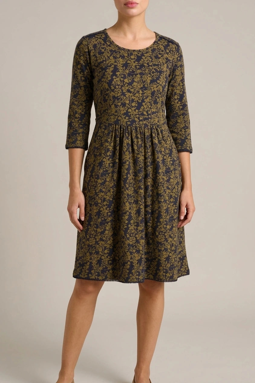 Freya Green Jersey Knee Length Dress — variant_front