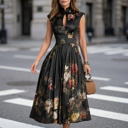 Noirelle – Vintage floral elegance – Midi dress — variant_front