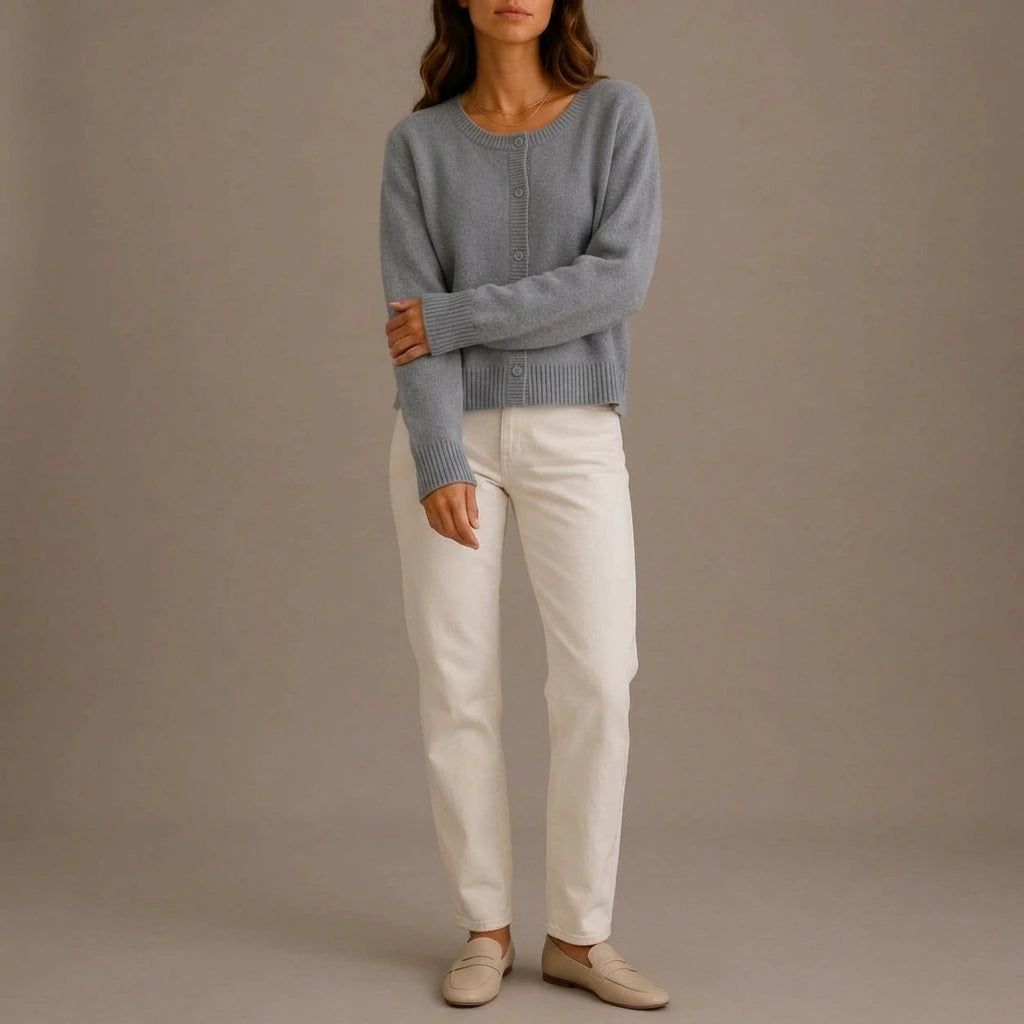 Women’s Knit Cardigan – Soft Button-Up Long Sleeve Round Neck Sweater — variant_front