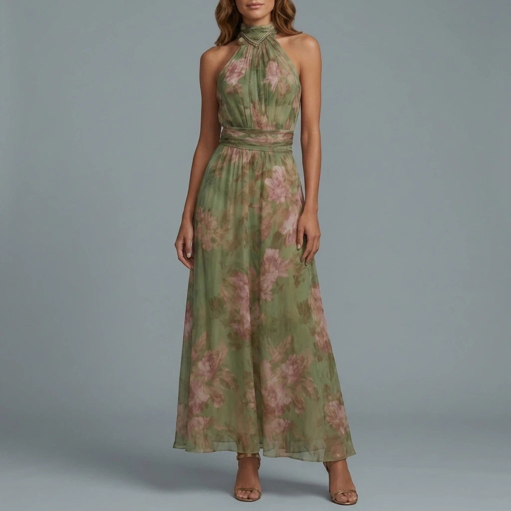 Floréa – Romantic floral halter silhouette – Maxi dress — variant_front