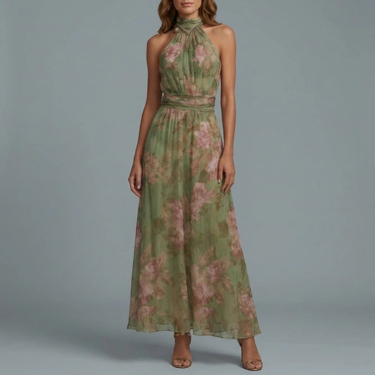 Floréa – Romantic floral halter silhouette – Maxi dress — variant_front