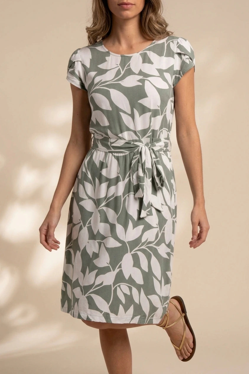 Aime Printed Viscose Knee Length Dress — variant_front