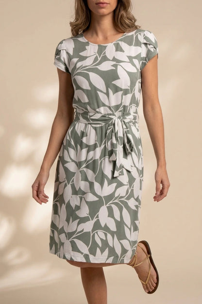 Aime Printed Viscose Knee Length Dress — variant_front