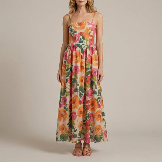 Florielle – Square neck floral charm – Midi dress — variant_front