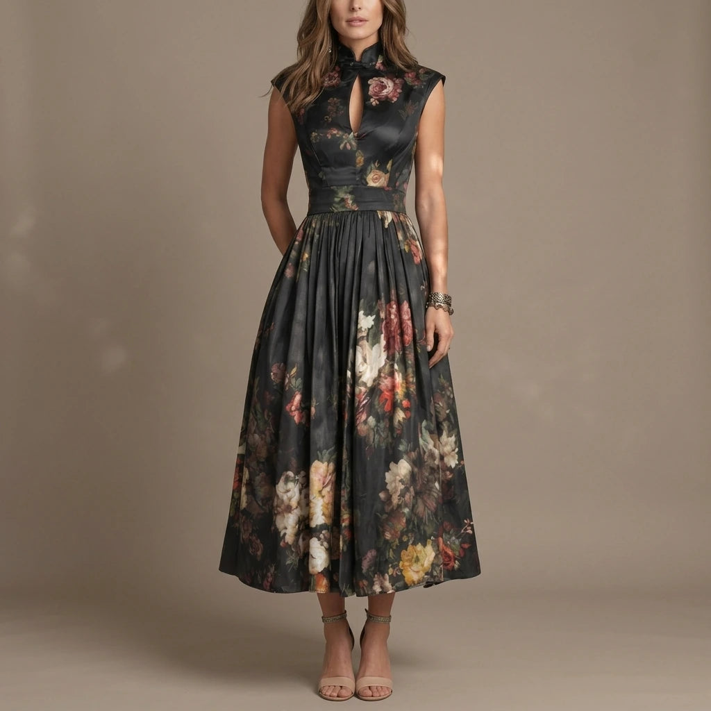 Noirelle – Vintage floral elegance – Midi dress — variant_front