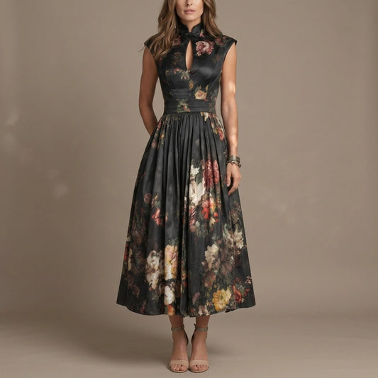 Noirelle – Vintage floral elegance – Midi dress — variant_front