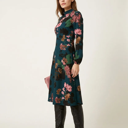 Floral High Neck Midi Dress — variant_front