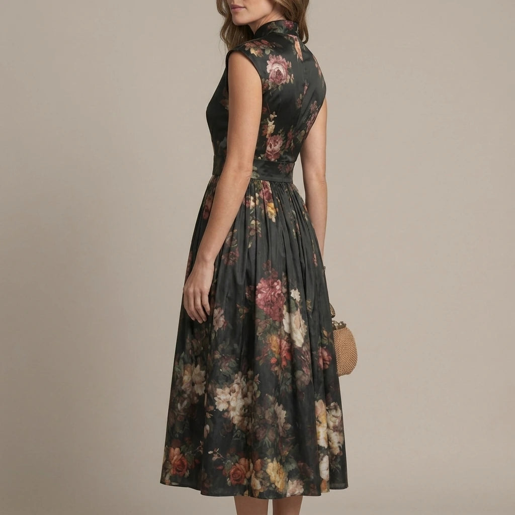 Noirelle – Vintage floral elegance – Midi dress — variant_front