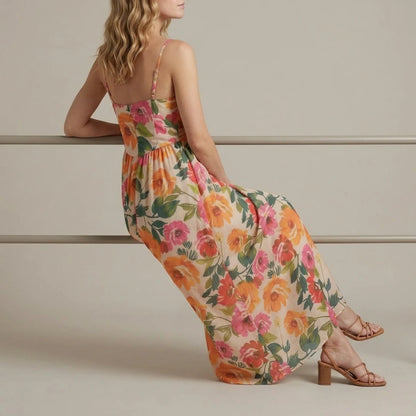 Florielle – Square neck floral charm – Midi dress — variant_front