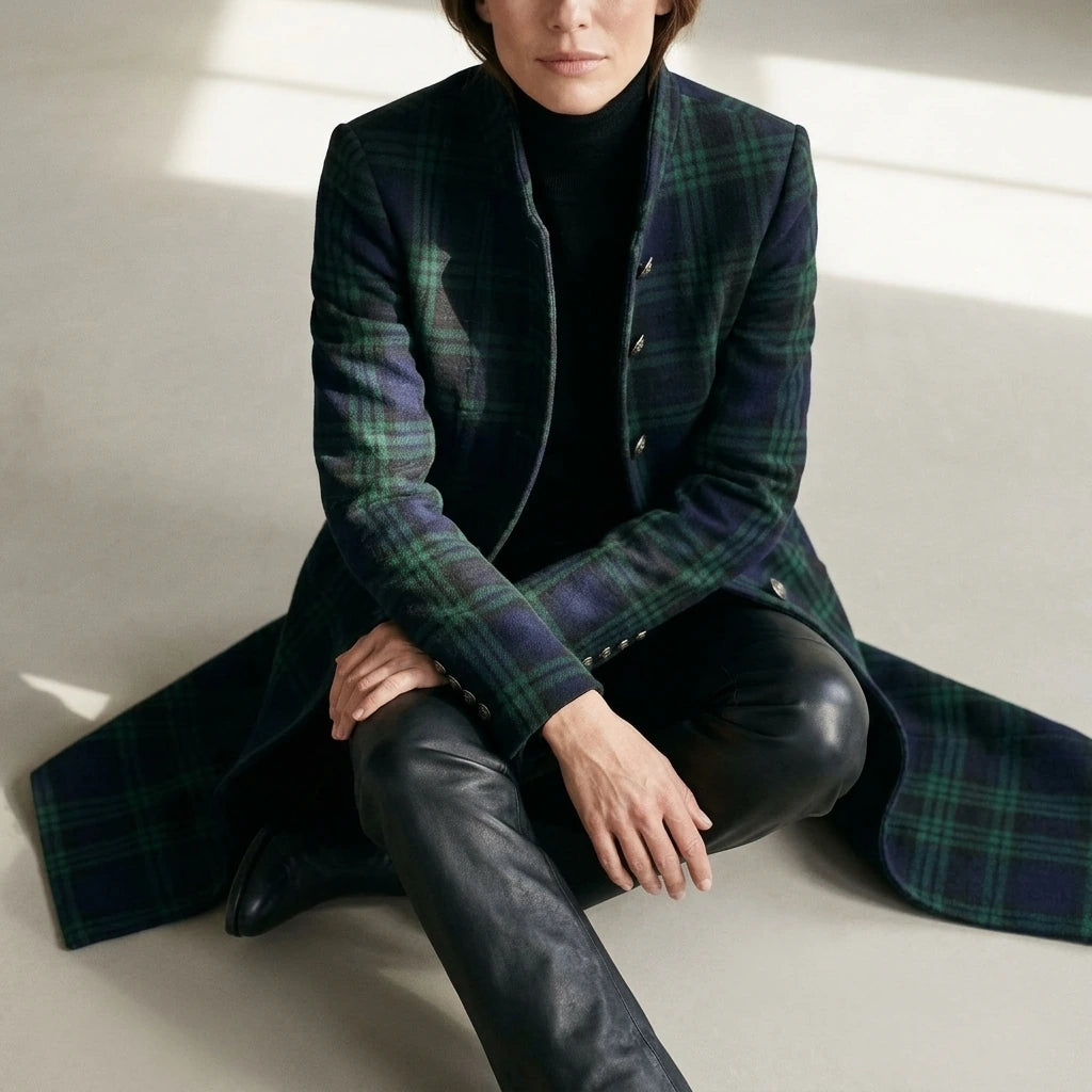 Rowleigh – Highland check silhouette – Wool blend coat — lifestyle