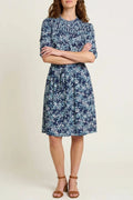 Smock Midi Dress Jasmine Dress, Tie Waist & Pintuck Yoke