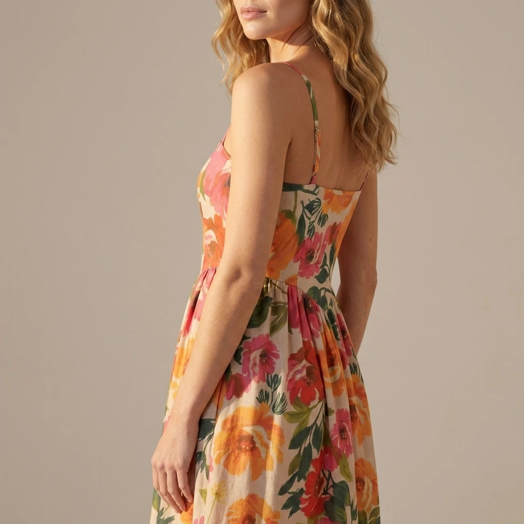 Florielle – Square neck floral charm – Midi dress — variant_front