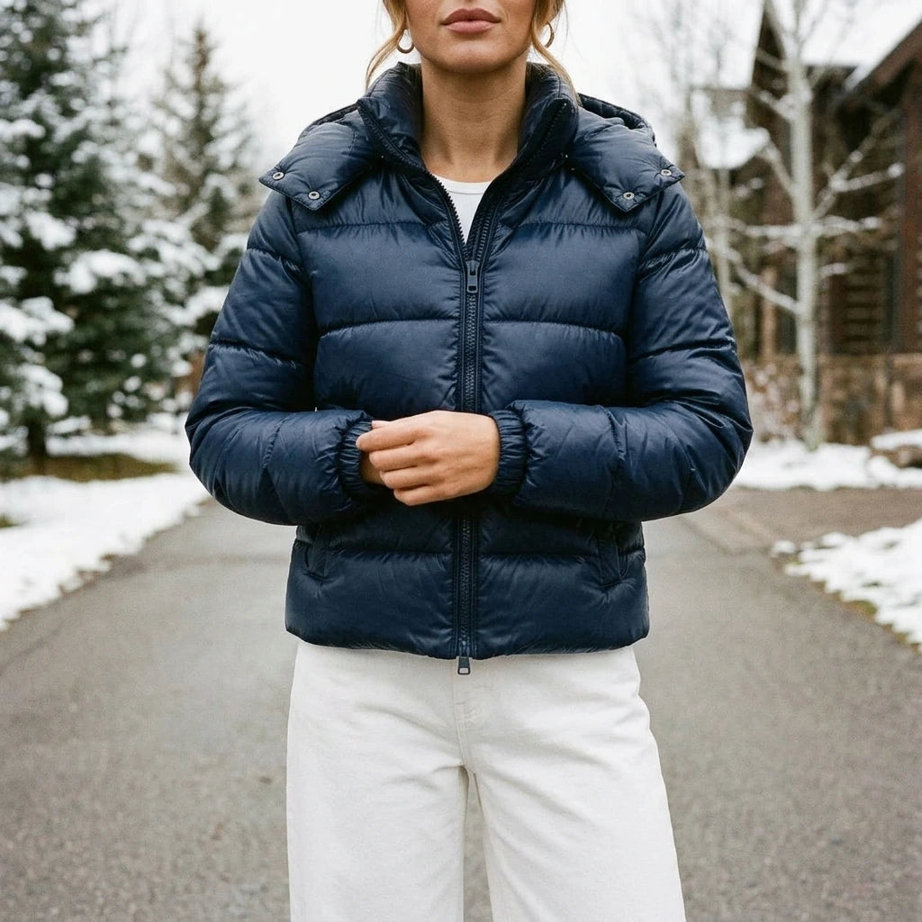 Women's Hooded Puffer Jacket | Lightweight Quilted Winter Coat | Warm Insulated Jacket — variant_front