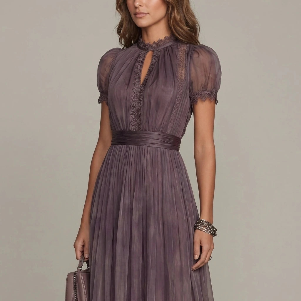 Velouraine – Lace keyhole elegance – Maxi dress — variant_front