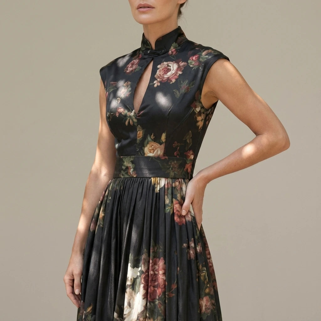 Noirelle – Vintage floral elegance – Midi dress — variant_front