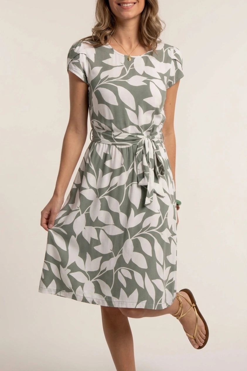 Aime Printed Viscose Knee Length Dress — variant_front