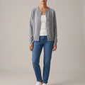 Soft Knit Cardigan with Button Front and Round Neckline