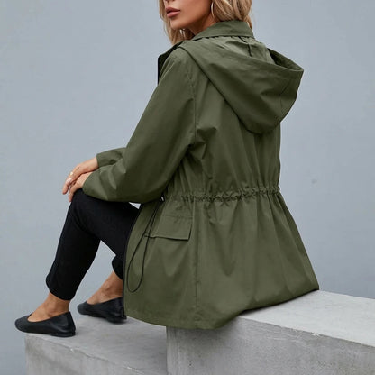 Women's Oversized Hooded Zip Raincoat - Ondalise — variant_front